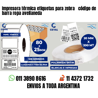 Impresora térmica etiquetas para zebra  código de barra ropa avellaneda